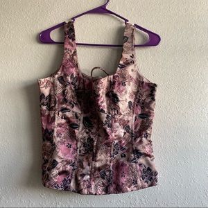 Bandolino pink flower corset style tank top size 8